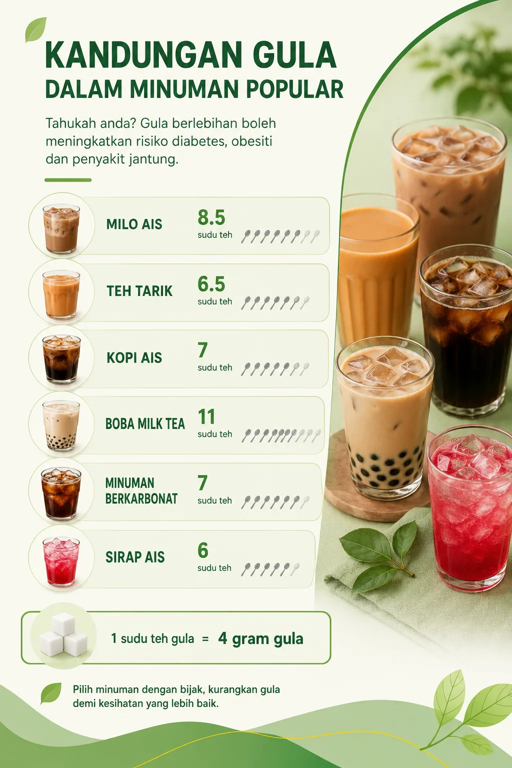 Kandungan Gula Dalam Minuman Popular